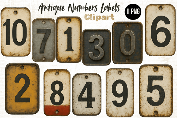 Antique Numbers Labels Printable PNG: A Designer's Secret Weapon