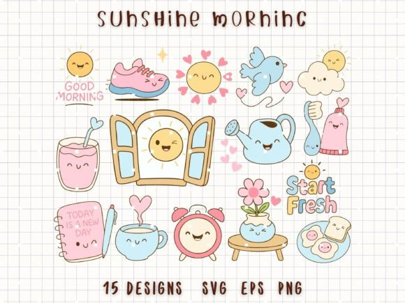 Brighten Your Mornings: The Sunshine SVG Good Morning Clipart Bundle