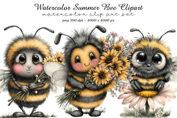 Bring Summer to Life with Watercolor Bee Clipart