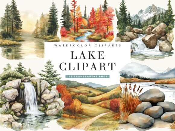 Bringing Serenity to Your Canvas: Watercolor Lake Clipart
