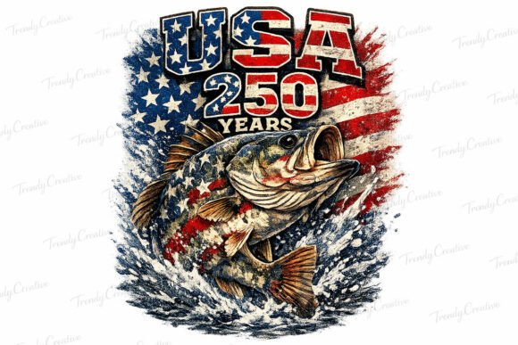 Celebrating 250 Years: A Vintage Bass Fishing Design for Patriots