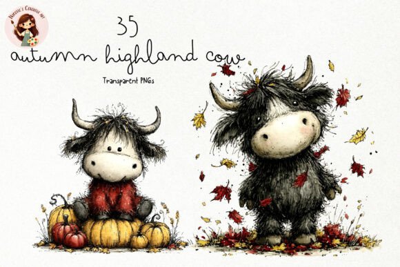 Charming Autumn Highland Cow Clipart for Creative Projects