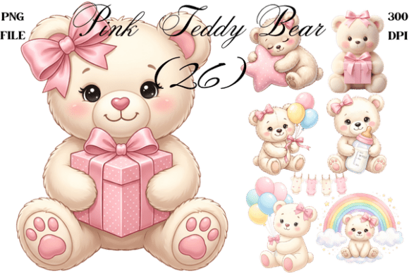 Embracing Softness: The Pink Watercolor Teddy Bear Clipart PNG