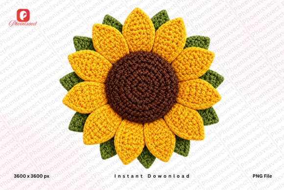 Faux Yarn Crochet Sunflower PNG: A Cozy Design Essential