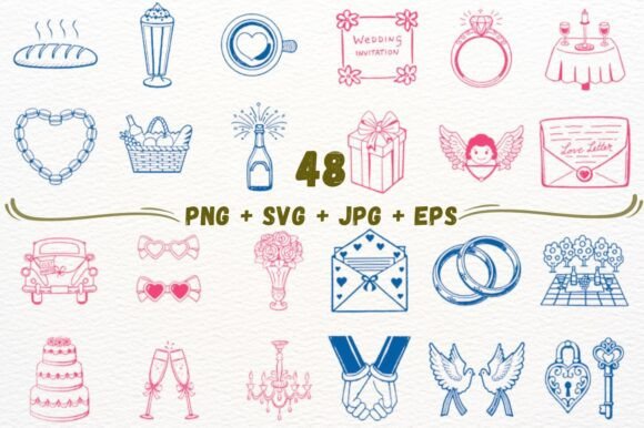 Hand Drawn Minimalist Wedding Icons: The Design Asset You Need