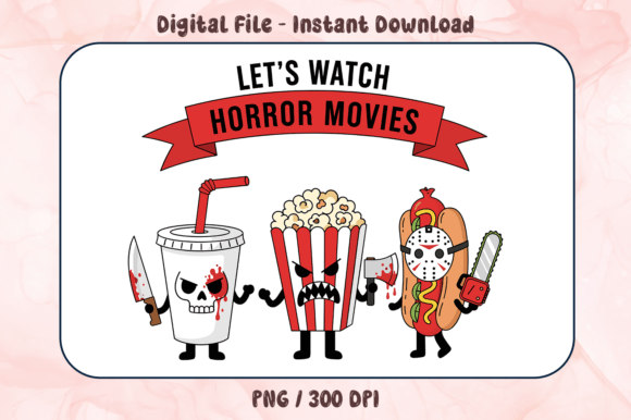 Let’s Watch Horror Movie PNG Movie Night: Design for Fright Fans