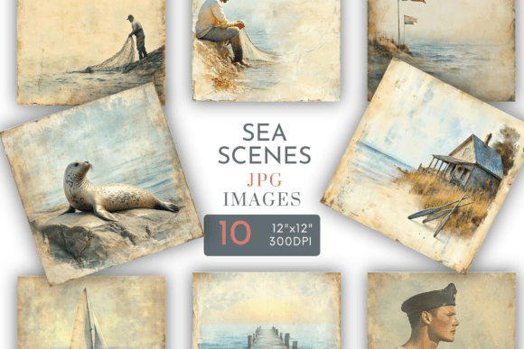Nautical Sea Beach Digital Square Paper: Your Creative Anchor