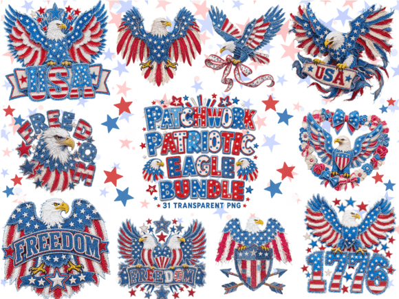 Patriotic Patchwork American Eagle: Your Design Asset