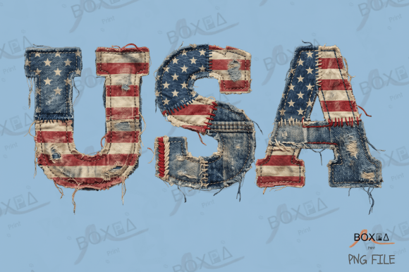 USA Faux Patchwork 4th of July PNG: Americana Texture for Your Designs