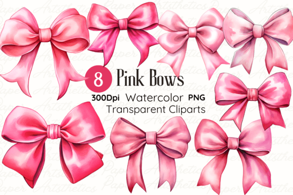 Watercolor Pink Bow Clipart: A Soft Touch for Creative Projects
