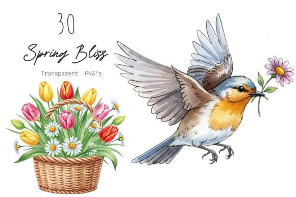 Watercolor Spring Bliss Clipart: Fresh Designs for Your Projects