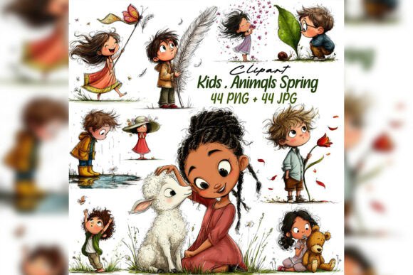 Whimsical Kids Nature Clipart: A Soft, Dreamy Design Toolkit