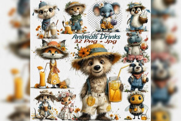 Whimsical Summer Animals Drinks PNG: A Designer's Guide to Playful Projects